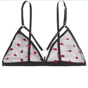 Amazon Wdirara Sexy Sheer Heart Print Lingerie Bra